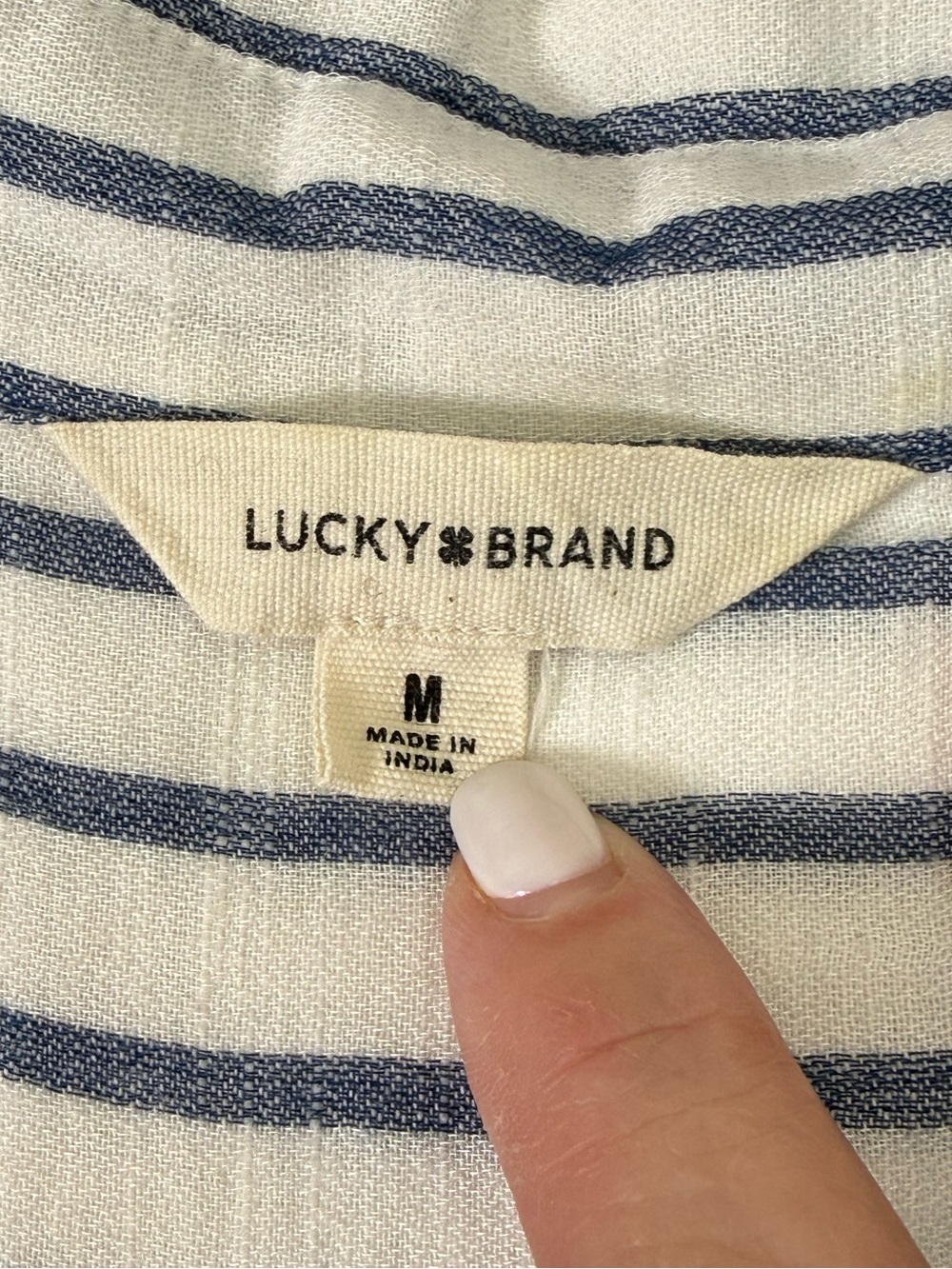 Lucky Brand Striped Button Front Shirt Blue White Size Medium - Picture 3 of 10